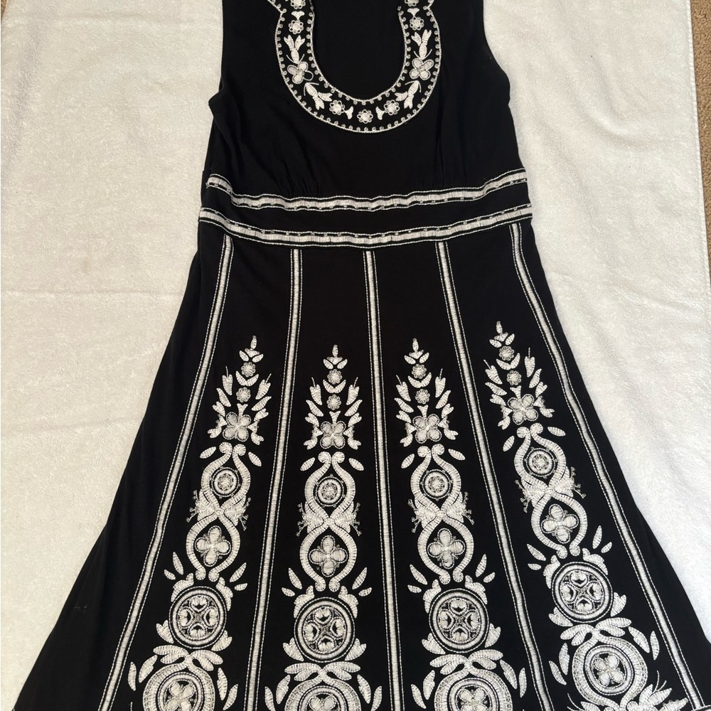 INC International Concepts Black Maxi Dress with White Embroidery